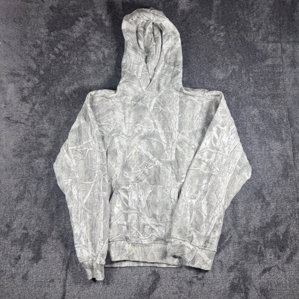 Abercrombie & Fitch Soft Essentials Camo Hoodie XL White Grey Real Tree Fleece